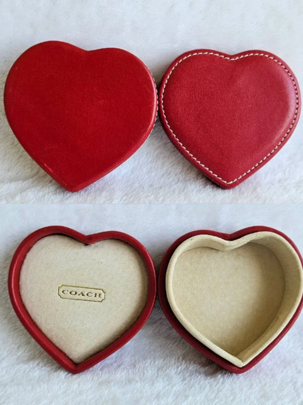 Mini Coach Y2K Red Leather Heart Jewelry Box Ring Necklace & Earring Storage